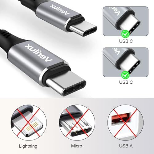 Verilux Type C To Type C Cable, 16.4Ft Pd 60W Fast Charging Usb C Cable, 480Mbps Data Transfer Cable Nylon Braided C To C Type Cable For Iphone 16/16 Plus/16 Pro/15, Galaxy S24/S23, Macbook, Ipad