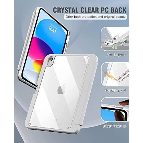 Proelite Case Cover For Apple Ipad (A16) 11Th/10Th Generation (2025/2022), Transparent Case Cover With Pencil Holder For Ipad 11Th/10Th Gen 2025/2022, Grey