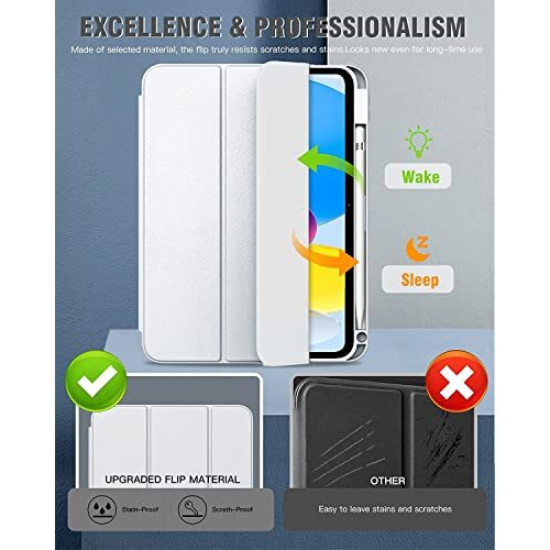 Proelite Case Cover For Apple Ipad (A16) 11Th/10Th Generation (2025/2022), Transparent Case Cover With Pencil Holder For Ipad 11Th/10Th Gen 2025/2022, Grey