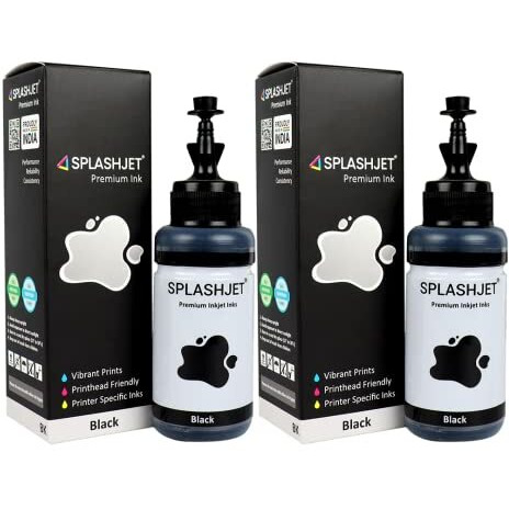 Splashjet T664 Black Compatible Refill Ink For Epson L130, L360, L380, L361, L565, L210, L220, L310, L350, L355, L365, L385, L550, L555, L605, L1300 Printer - (70G X 2 Bottle) Black - 501757