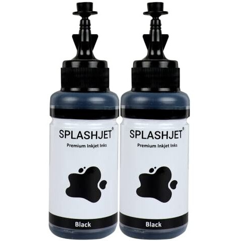 Splashjet T664 Black Compatible Refill Ink For Epson L130, L360, L380, L361, L565, L210, L220, L310, L350, L355, L365, L385, L550, L555, L605, L1300 Printer - (70G X 2 Bottle) Black - 501757