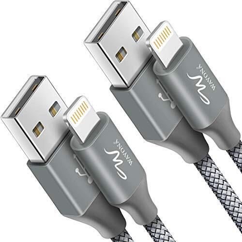 Wayona Nylon Braided (2 Pack) Lightning Fast Usb Data Cable Fast Charger Cord For Iphone, Ipad (3 Ft Pack Of 2, Grey)