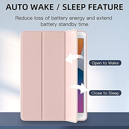 Proelite Smart Case For Ipad 10.2 Inch 2021 9Th/8Th/7Th Gen [Auto Sleep/Wake Cover] [Pencil Holder] [Soft Flexible Case] Recoil Series - Pink With Stylus Pen