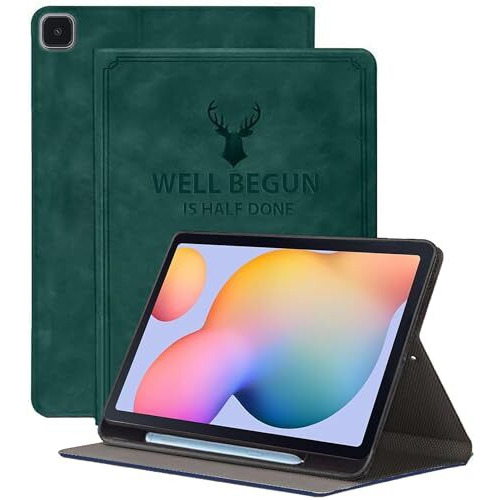 Proelite Deer Smart Flip Case Cover For Samsung Galaxy Tab S6 Lite 10.4 Inch 2024 Sm-P610/P615 With S Pen Holder, Green