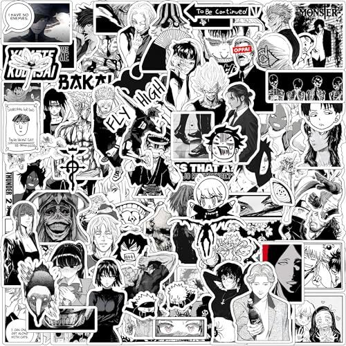 Paper9Store Pack Of 80+ Anime Stickers For Laptop, Phone Case, Guitar, Bike, Pc, Scrapbook Etc. Waterproof Glossy Laminated Residue Free Anime Stickers (Manga Stickers)