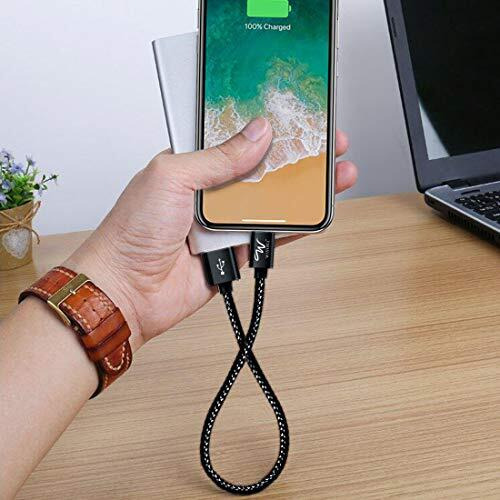 Wayona Nylon Braided Usb Data Sync & Fast Charging Short Power Bank Cable Compatible For Iphones (0.25M Short Cable, Jet Black)