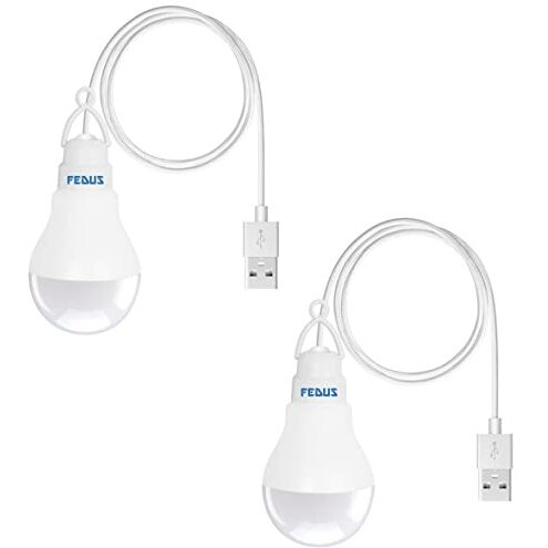 Fedus Usb Bulb For Power Bank, Led Light For Mobile Lamp, Mini Night Light - Portable White (Pack Of 2)