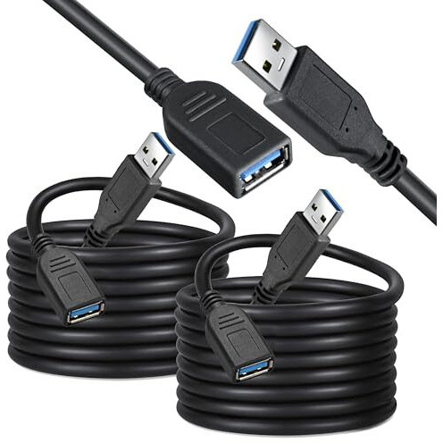 Storite 2 Pack 3M Usb 3.0 Male To Female Extension Cable High Speed 5Gbps Extension Cable Data Transfer For Keyboard, Mouse, Flash Drive, Hard Drive, Printer And More - Black