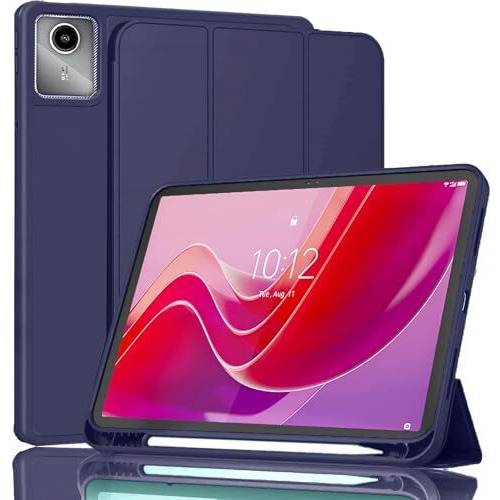 Proelite Cover For Lenovo Tab M11 Case Cover, Soft Flexible Flip Case Cover With Pen Holder For Lenovo Tab M11 11 Inch With Auto Sleep Wake [Recoil Series] - Dark Blue