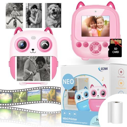 Seznik Mini Camera Printer, Click Photo Print, Inkless, Bluetooth Hd Print, Android, Ios. Instant Print (Neo-Pink)