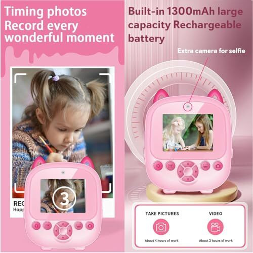 Seznik Mini Camera Printer, Click Photo Print, Inkless, Bluetooth Hd Print, Android, Ios. Instant Print (Neo-Pink)