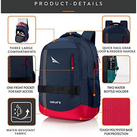Lunar's Bingo - 48 L Laptop Bag | School Bag For Boys | Laptop Bag 15.6 Inch | Water Resistant Laptop Backpack | College Bag | Office Backpack For Men | Travel Backpack With 1 Year Warranty