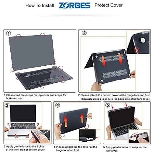Zorbes Laptop Case Cover For Macbook Air 13.3 Inch M1 A2337 A2179 A1932 13 Inch Hard Shell Case Cover For Apple Release 2020 2019 2018 Mac Book Air Plastic Waterproof Scratch-Resistant Black