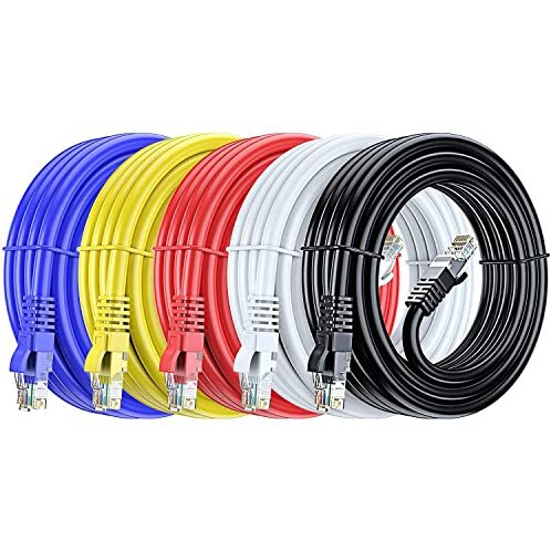 Fedus 1 Meter 3.2 Cat6 Ethernet Cable, Multicolur Pack Of 5, High Speed 550Mhz/10 Gigabit Speed Utp Lan Cable, Network Cable Internet Cable Rj45 Cable Lan Wire, Patch Computer Cord Gigabit Category 6