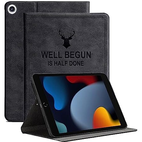 Proelite Smart Deer Flip Case Cover For Apple Ipad 10.2" 9Th Gen (2021) 8Th Gen/7Th Gen, Black
