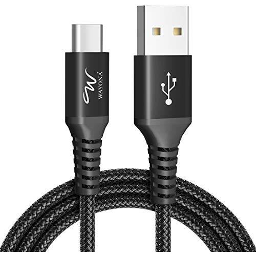 Wayona Type C Cable 65W Nylon Braided Quick Charger Fast Charging Compatible For Samsung Galaxy S24 S23 S22 S21 S20 S10, Iphone 15 Series, Z Fold 4 3/Flip 4 5G (1M, Black)