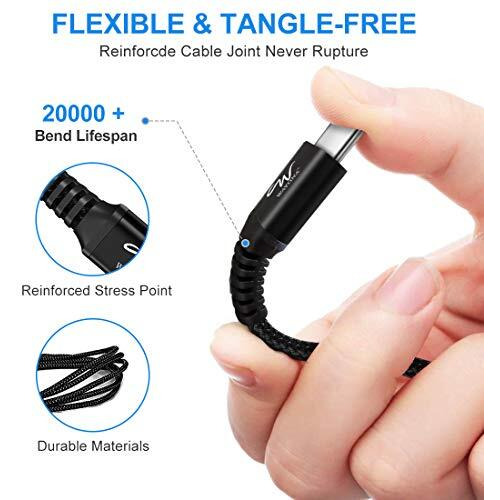 Wayona Type C Cable 65W Nylon Braided Quick Charger Fast Charging Compatible For Samsung Galaxy S24 S23 S22 S21 S20 S10, Iphone 15 Series, Z Fold 4 3/Flip 4 5G (1M, Black)