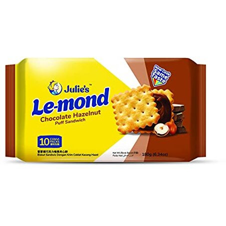 Julie's Le-Mond Chocolate Hazelnut Puff Sandwich Biscuit,180G