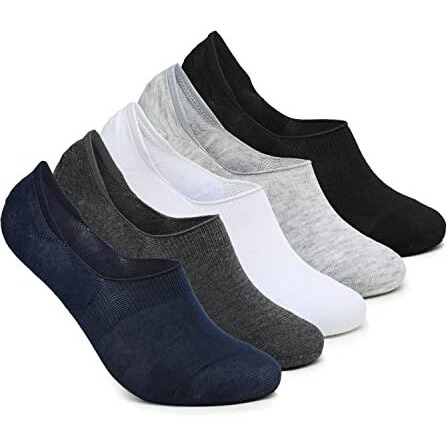 Tex Home Unisex Mercerised Anti-Slip Cotton Loafer Socks (Grey White Blue Black, Free Size) - Pack Of 5