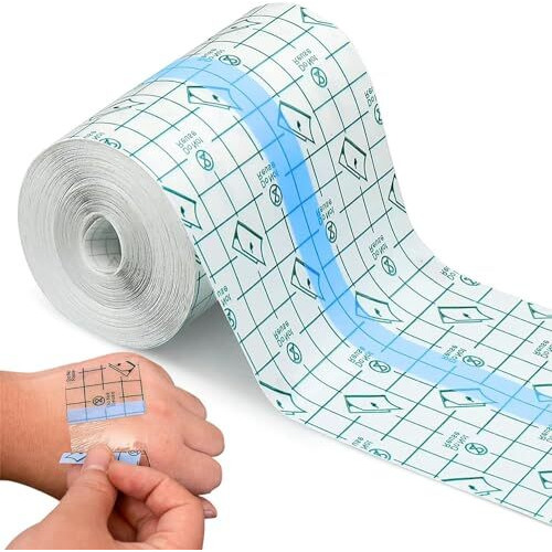 Drivanto Transparent Stretch Adhesive Bandage Waterproof Bandage Clear Adhesive Bandages Dressing Tape For Tattoo Initial Healing And Skin Protective Dressing Bandage Tape (5Cmx10M)