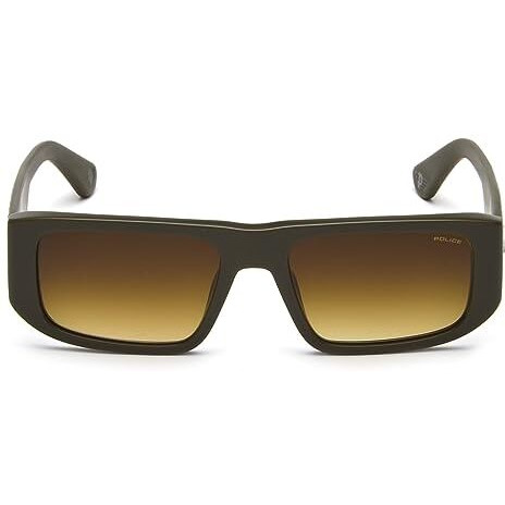 Police Sunglasses| 100% Uv Protected | Gradient | Full Rim | Rectangular | Men | Large | Shiny Dark Olive Polycarbonate Frame | Brown Gradient Cr39 Lens