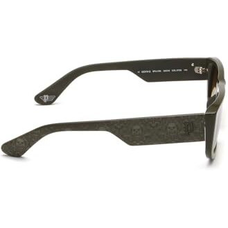 Police Sunglasses| 100% Uv Protected | Gradient | Full Rim | Rectangular | Men | Large | Shiny Dark Olive Polycarbonate Frame | Brown Gradient Cr39 Lens