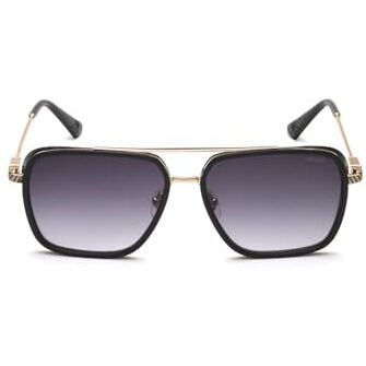 Police Sunglasses| 100% Uv Protected | Gradient | Full Rim | Square | Men | Large | Shiny Light Gold-Black Alloy Metal Frame | Smoke Gradient Polycarbonate Lens