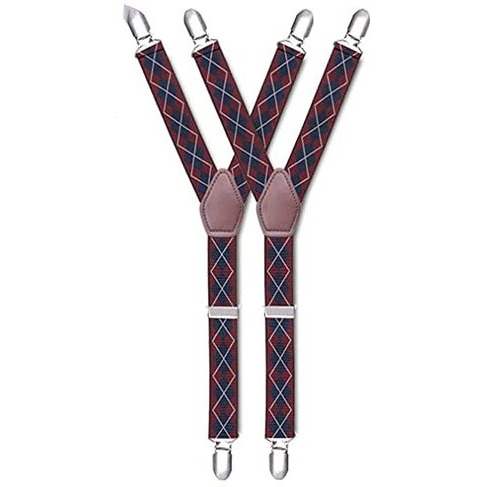 Gustave 1 Pair Premium Y Shape Shirt Stays Dress Shirt Garters With Non-Slip Locking Clamps And Adjustable Straps, Argyle