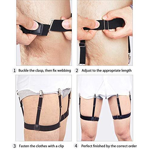 Gustave Men's Shirt Stays Adjustable Elastic Shirt Garters With Locking Non-Slip Clips