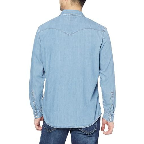 Amazon Essentials Cotton Men's Regular-Fit Long-Sleeve Denim Shirt, Light Blue, X-Large