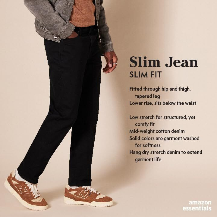 Amazon Essentials Men's Slim-Fit Jeans, Washed Black, 36W X 32L