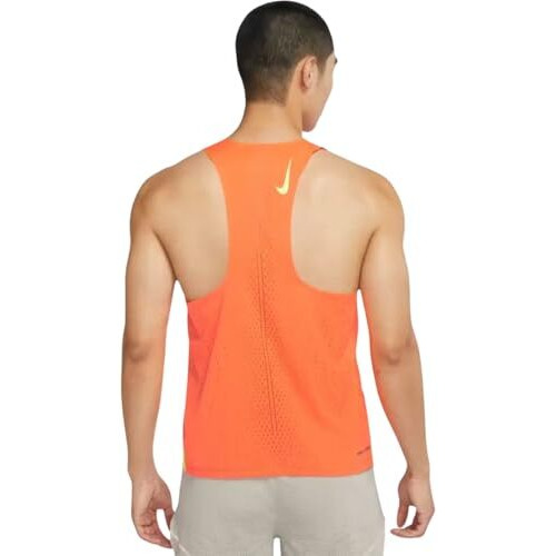Nike Polyester Men's Relaxed Fit Tank Top (Dm4625-803_Total Orange/Ghost Green, Small