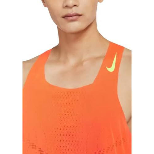 Nike Polyester Men's Relaxed Fit Tank Top (Dm4625-803_Total Orange/Ghost Green, Small