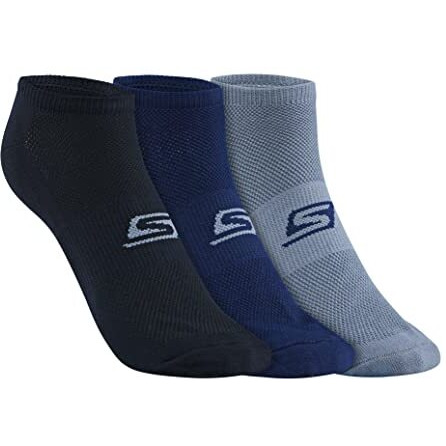 Skechers Nylon Mens S20010Id-Gybl Ankle Length Socks, Large, Grey