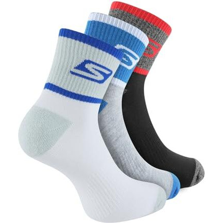 Skechers-Mens-Socks-3Pk Mens Half Terry Ankle-S20077Id-Multl-L (S20077Id-Mult_L)