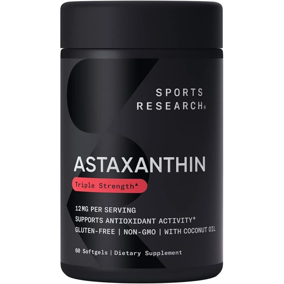 Sports Research Triple Strength Astaxanthin Dietary Supplement, 60 Softgels