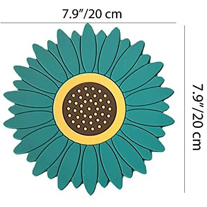 Besillia Silicone Mat For Hot & Cold Pot - Cute Sunflower Shaped Table Mat - Waterproof & Heat Resistant Up Too 300 F - Protects Your Table & Furniture From Damage (Big, Pack Of 6, Multi)