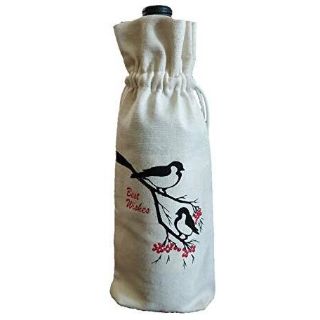 Arka Home Products Wine Bottle Gift Bags (Set Of 2) 100% Cotton Canvas Eco-Friendly, Off-White, Portable