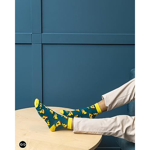 Dynamocks Men's And Women's Combed Cotton Ankle Length Socks (Pack Of 4) (Multicolour, Free Size) (Ca - Beer + Pizza + Happy Leaf + Popcorn)