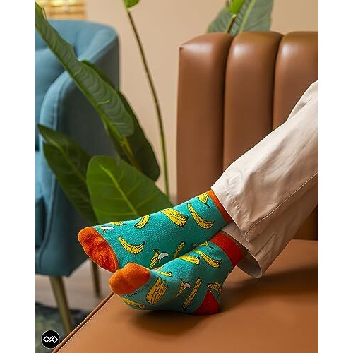 Dynamocks Men's And Women's Combed Cotton Ankle Length Socks (Pack Of 4) (Multicolour, Free Size) (Ca - Banana + Pizza + Ssu + Melon)