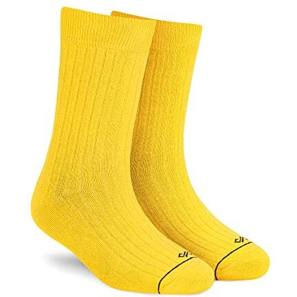Dynamocks Solid Colour Socks For Men And Women - (Combo Pack Of 2 | Crew Length | Material Combed Cotton | Colour Yellow, Neon Green | Size Free (Uk 7-12))