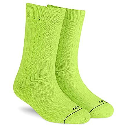 Dynamocks Solid Colour Socks For Men And Women - (Combo Pack Of 2 | Crew Length | Material Combed Cotton | Colour Yellow, Neon Green | Size Free (Uk 7-12))