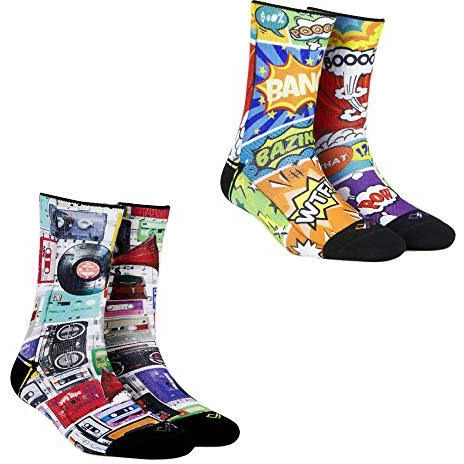 Dynamocks Men's & Women's Calf Length Polyester Blend, Nylon, Spandex & Elastic. Socks (Pack Of 2) (Dccccl_Multicolored)