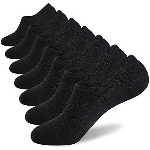 Wander No Show Socks Mens 7 Pair Cotton Thin Non Slip Low Cut Men Invisible Sock 6-8/9-11/12-14, 0-7Black, Shoe Size 9-11