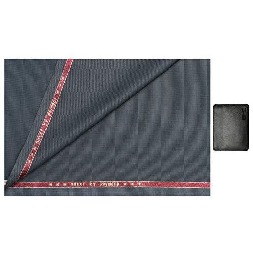 Raymond 0-Degree Men's Poly-Viscose Unstitched Trouser Fabric And Wallet- Greenish Grey 1.3 Meters
