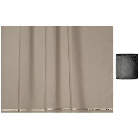 Vimal 0-Degree Men's Poly-Viscose Unstitched 1.5 M Fabric For Trouser Pant (Beige, Free Size) And Wallet