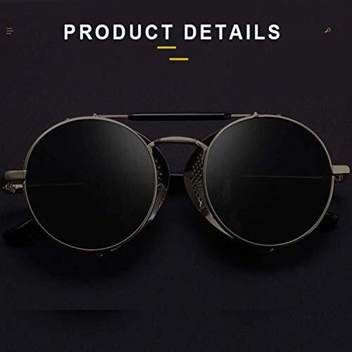 Elegante Branded Side Shield Steampunk Full Black Unisex Round Sunglass - Non-Polarized, Sunglasses