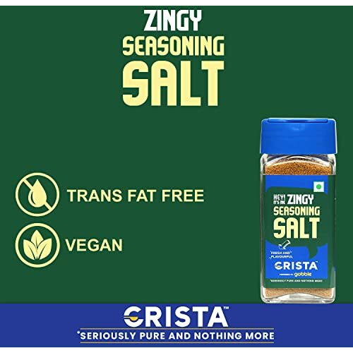 Crista Zingy Seasoning Salt For Fruits & Vegetable Salad Dressing | Trans Fat Free | Fresh & Spicy | Vegan | Zero Added Colours, Fillers, Additives & Preservatives | 50 Gms