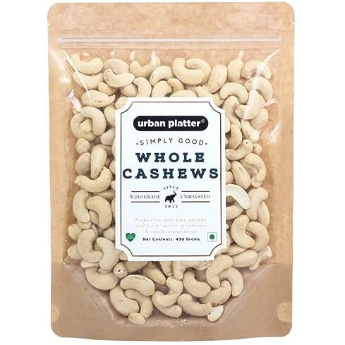 Urban Platter Bold Cashew Nuts (Grade W240), 450G