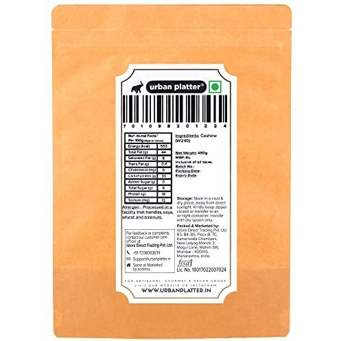 Urban Platter Bold Cashew Nuts (Grade W240), 450G